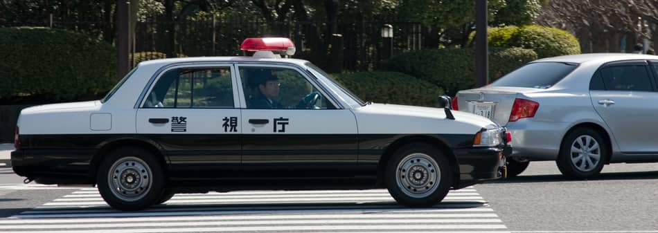 Japanese Police Car on the road