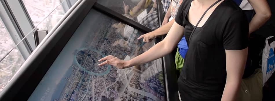 Tokyo Skytree touch screen showing the whole city