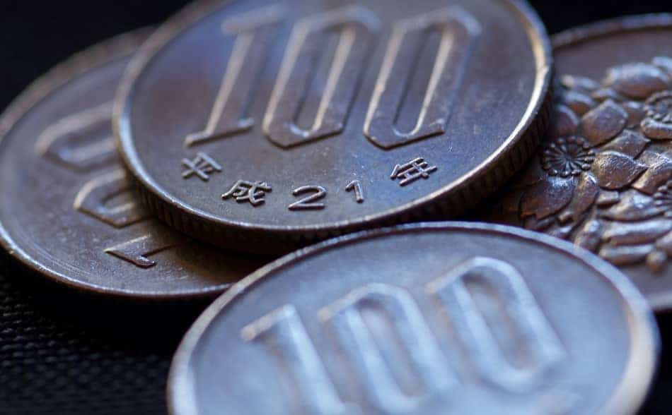 Close-up photo of yen coins