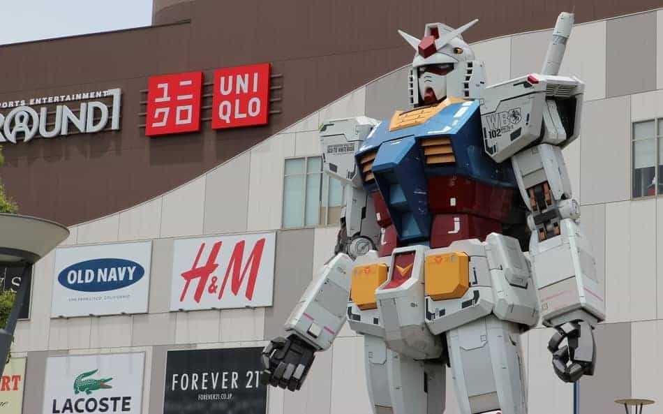 Gundam statue standing tall in Tokyo