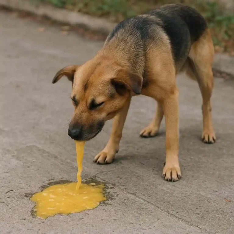 dog throwing up yellow